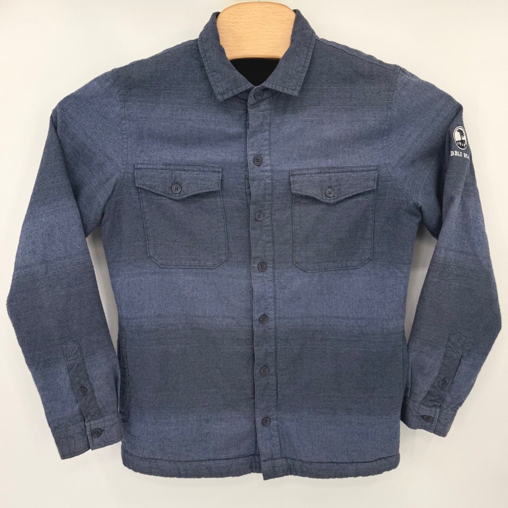 TravisMathew Shirt Jacket Mens S Blue Pebble Beach Ombre Sherpa Lined Shacket